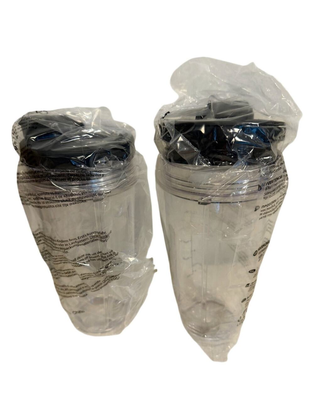 Blender Cups 24 oz 2 Pack Clear with Flip Top Sip Lids Replacement Smoothie